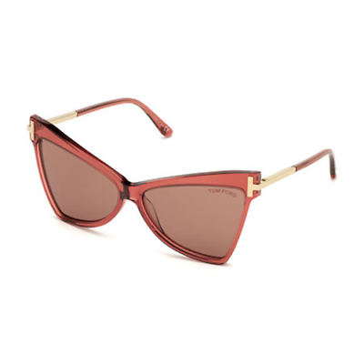 Tom Ford Tallulah FT 767 72Y Sunglasses Transparent Raspberry / Brown Butterfly Main Image