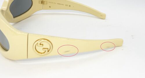 Gucci GG1247S 004 Sunglasses Cream Yellow / Grey Mirrored Silver Oval Wrap  Gallery Image 4