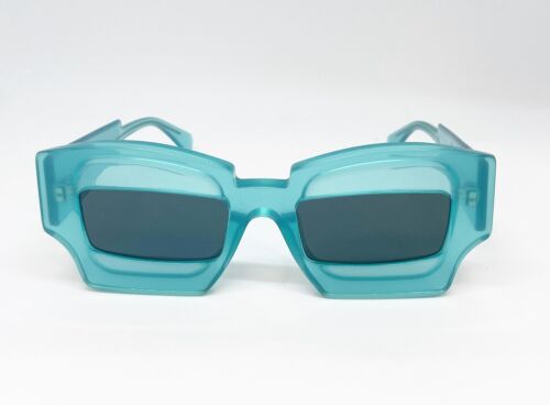 Kuboraum Berlin Maske X6 AM Sunglasses Transparent Teal / Grey Rectangular Gallery Image 0