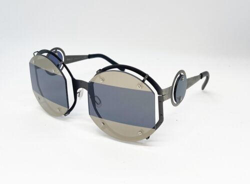Pugnale Oblo 218S100 Sunglasses Steele Grey Mirrored Round Handmade Italy Main Image