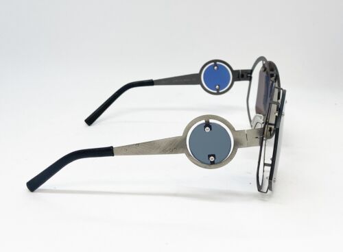 Pugnale Oblo 218S100 Sunglasses Steele Grey Mirrored Round Handmade Italy Gallery Image 1
